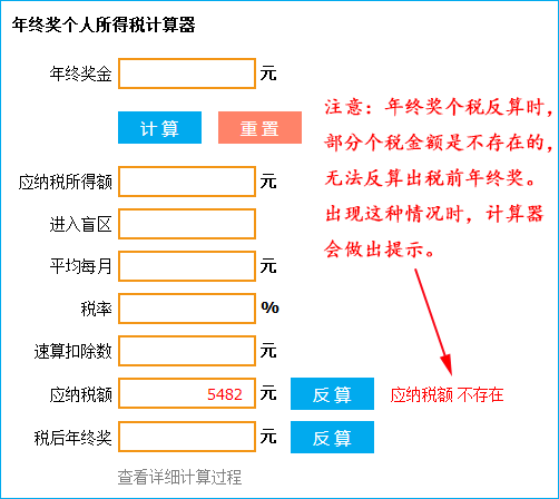 年终奖个人所得税计算器