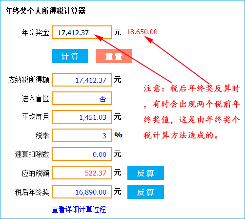 年终奖个人所得税计算器